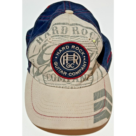 Hard Rock Guitar Company Orlando FL Hat Adult Fitted L/XL Blue Tan Baseball Cap - Picture 1 of 4